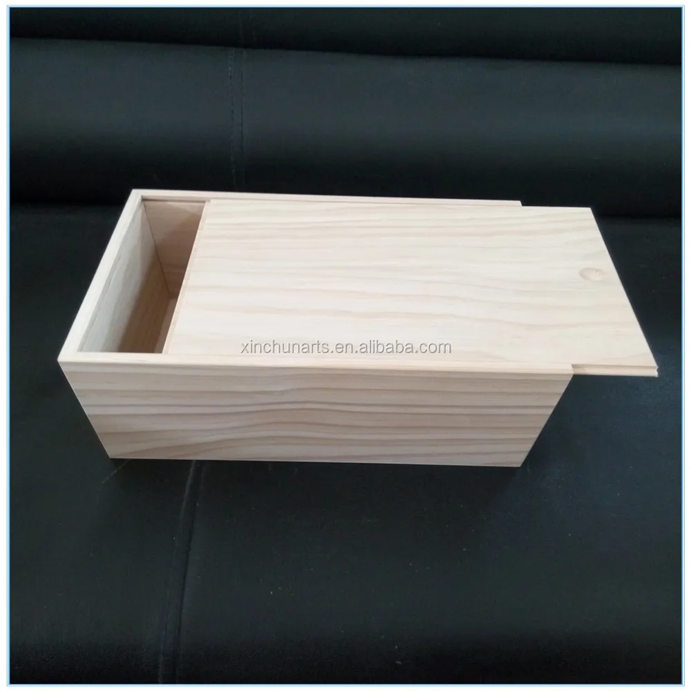 Unfinished Cheap Small Sliding Lid Wooden Box Wholesale 